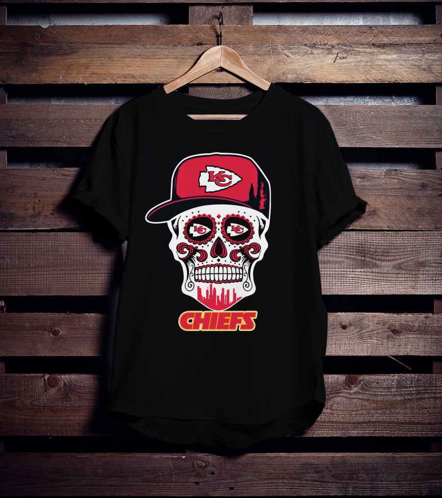 Chiefs Skull With Red Cap And Kansas City T-Shirt