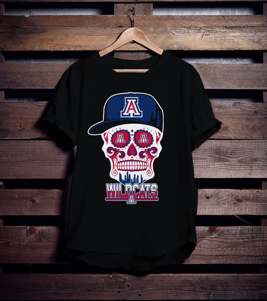 Arizona Wildcats A Logo Skull Wildcats T-Shirt