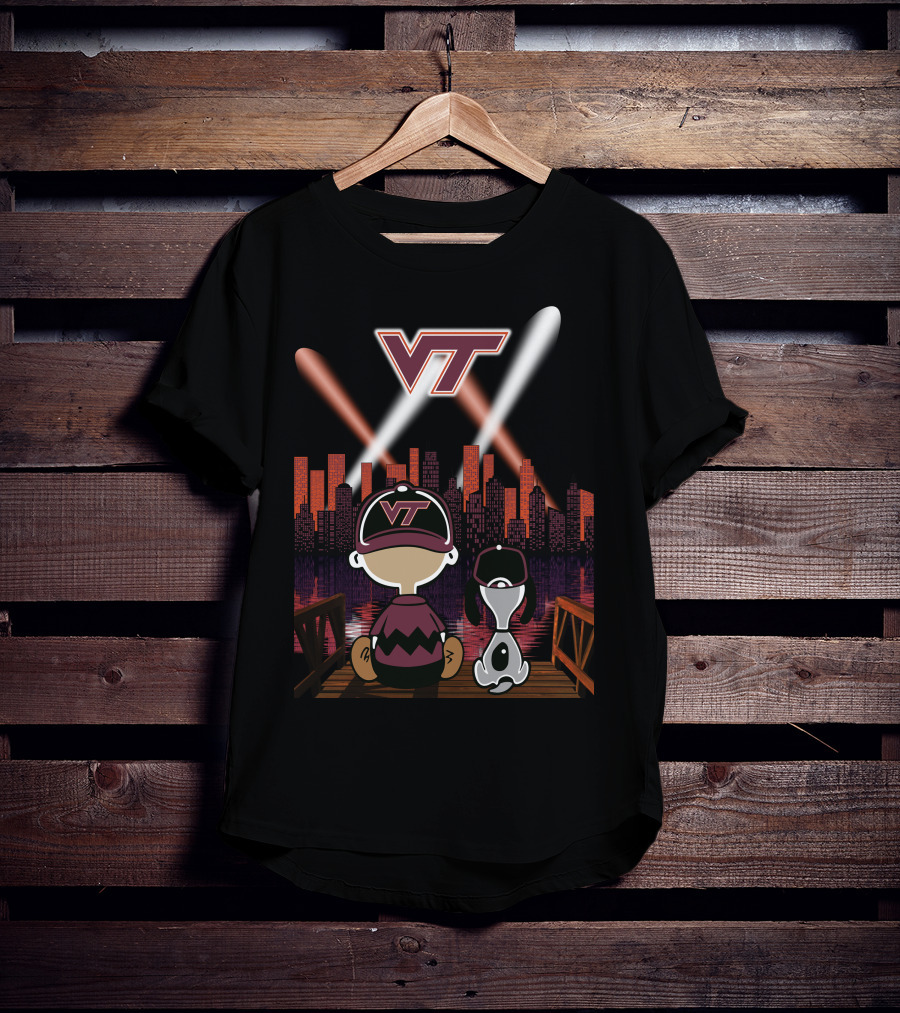 Virginia Tech Hokies Vt Skyline Night Scene T-Shirt