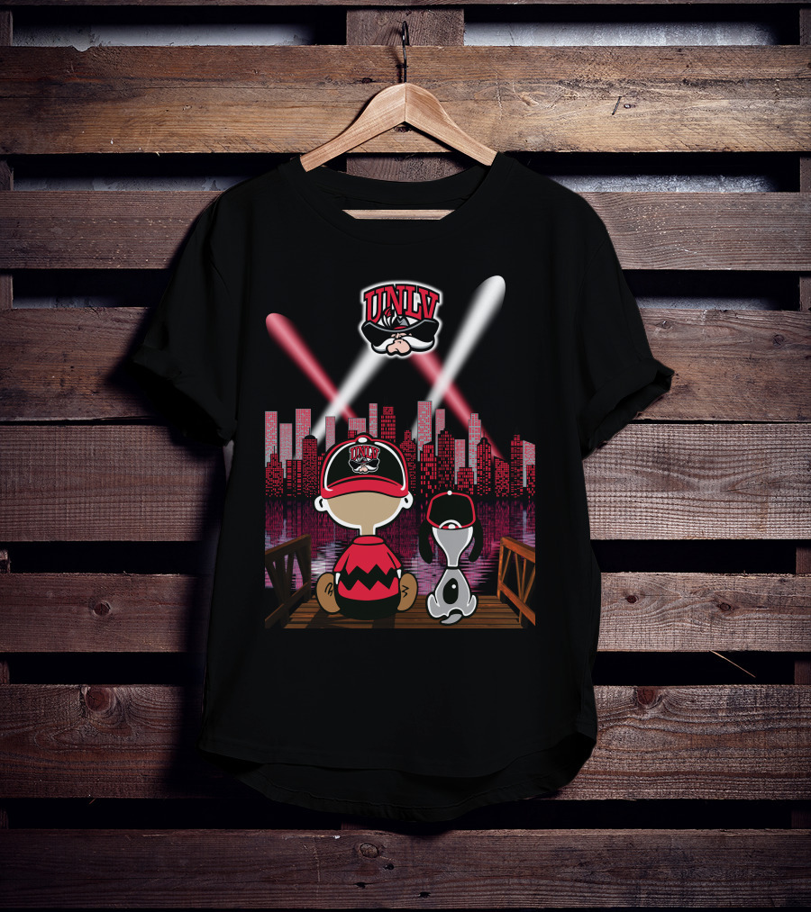 Unlv Rebels City By Night With Mascot And Skyline T-Shirt