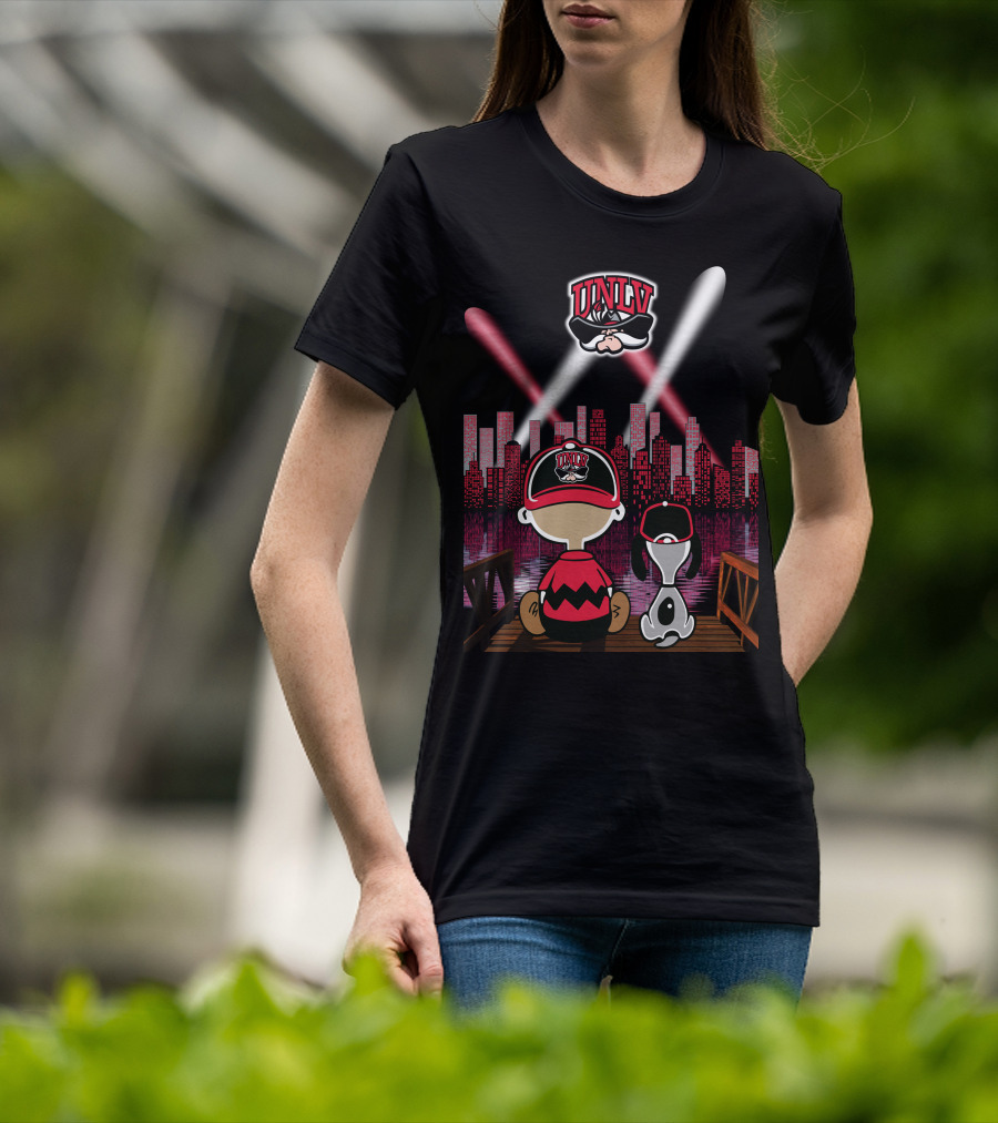 Unlv Rebels City By Night With Mascot And Skyline T-Shirt