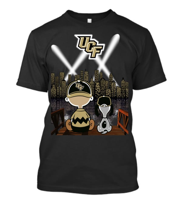 Ucf Knights Nighttime Cityscape Charlie Brown And Snoopy T-Shirt