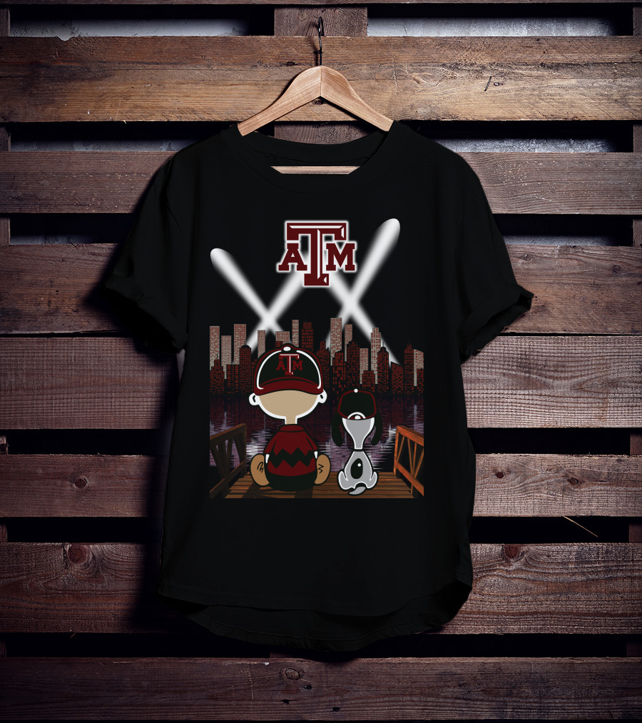 Atm Aggies City Lights With Peanuts Character At Night T-Shirt