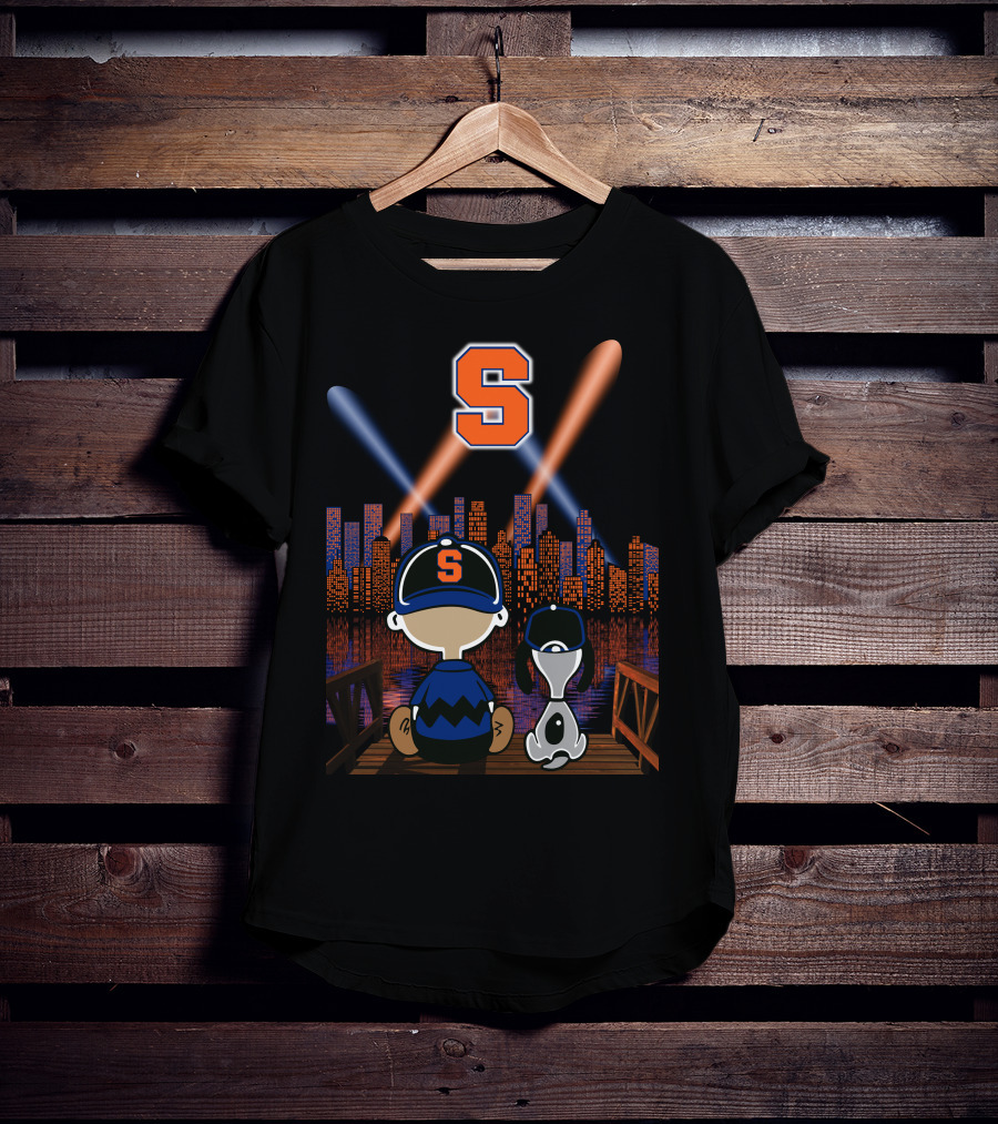 Syracuse Orange City Night Skyline With Baseball Cap And Letter S T-Shirt
