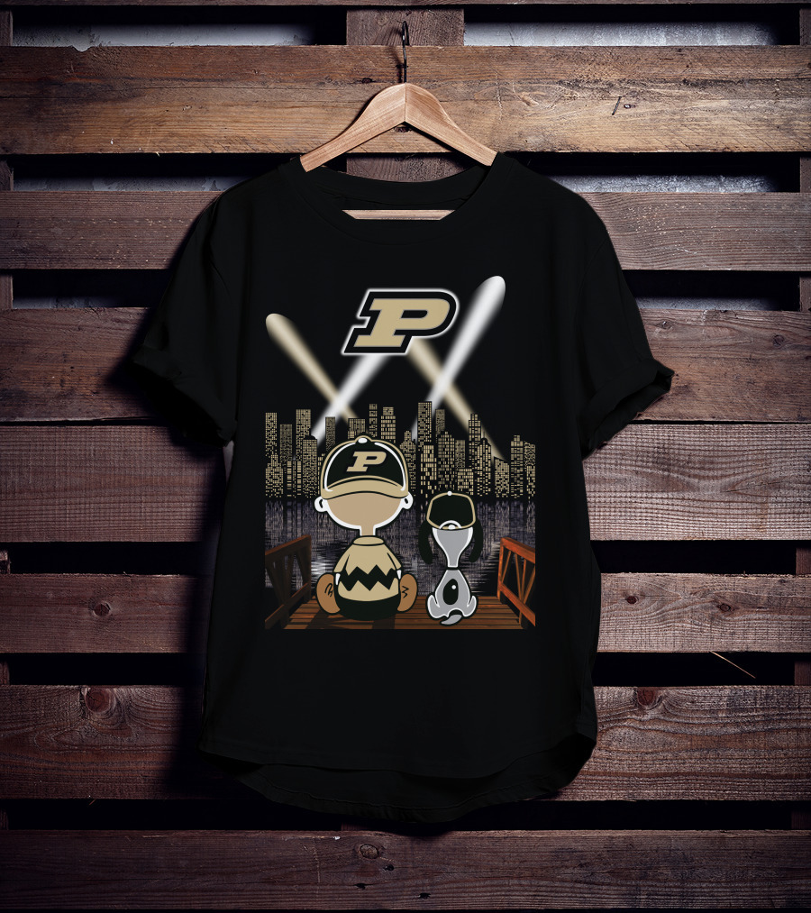 Purdue Boilermakers City Skyline With Iconic Characters And P T-Shirt