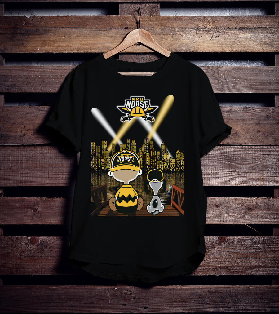 Nku Norse Skyline Fans With Dog At Night In Northern Kentucky City T-Shirt