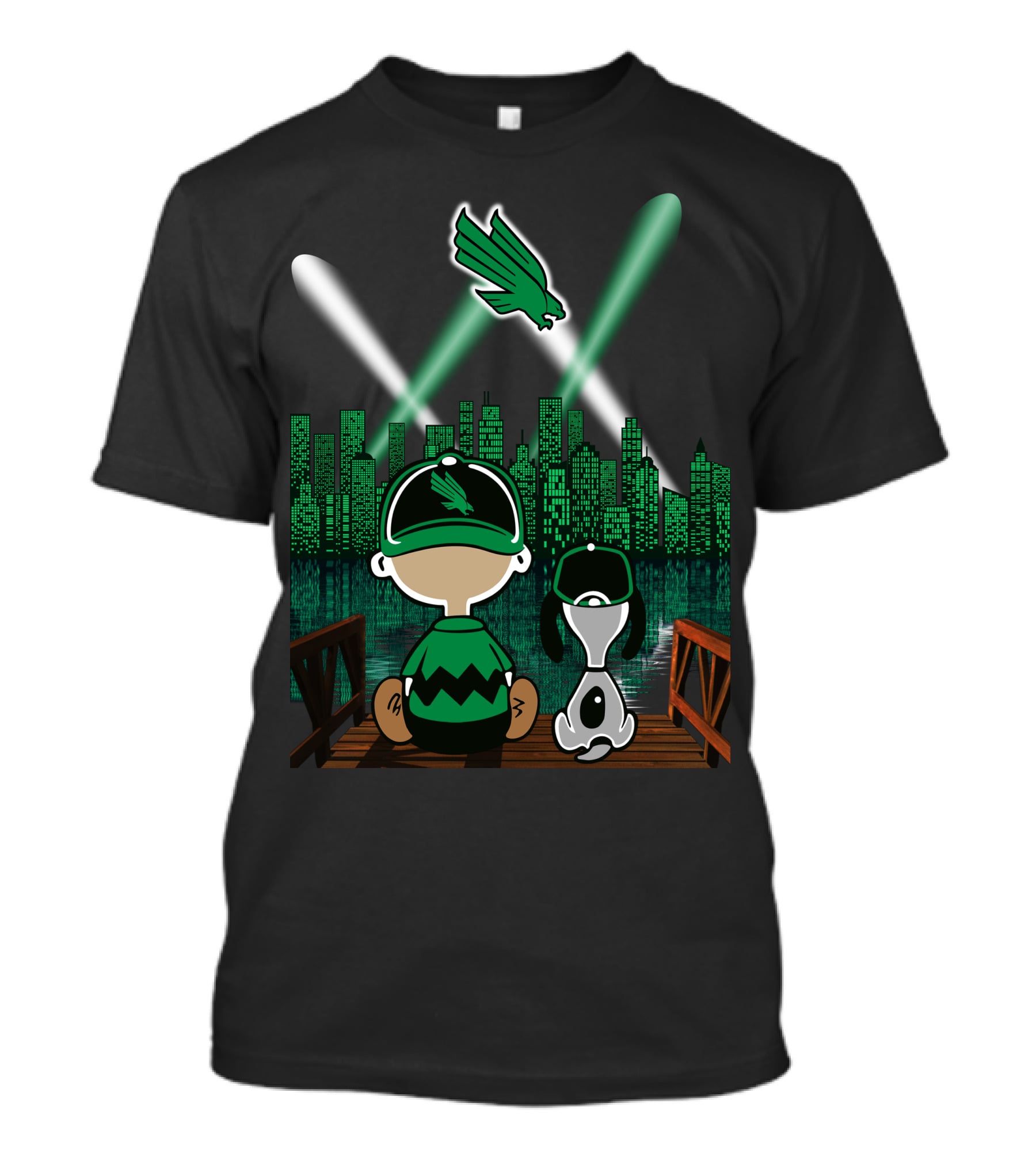 North Texas Mean Green Downtown Skyline By Night T-Shirt