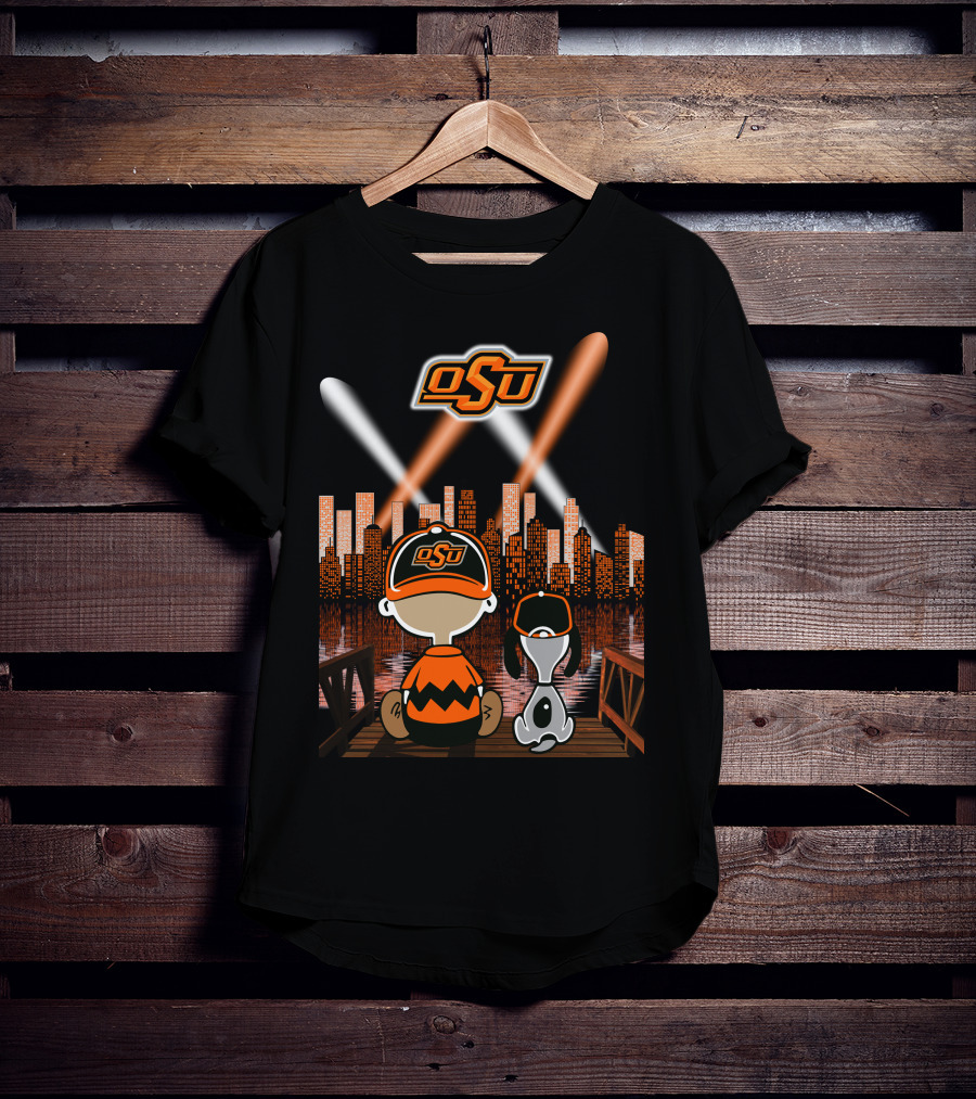 Osu Oklahoma State Cowboys City By Night Skyline T-Shirt
