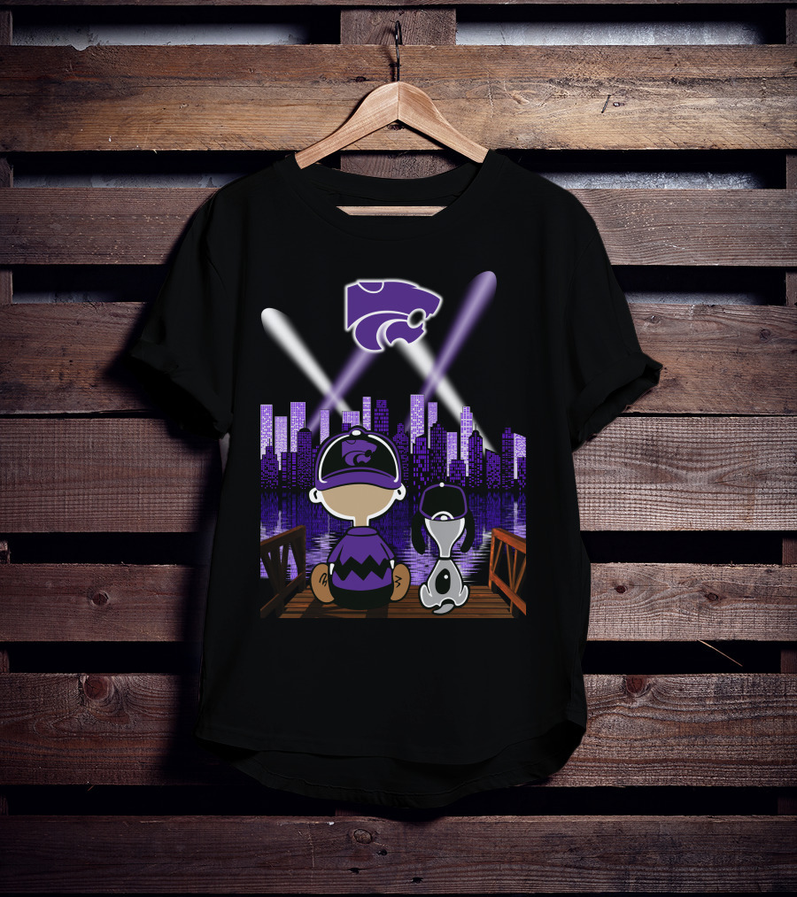 Kansas State Wildcats Night City Skyline Reflections T-Shirt
