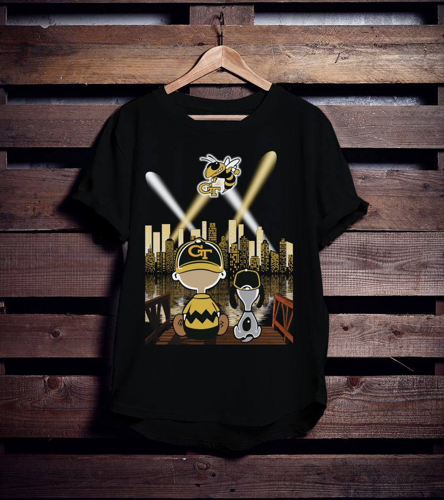Georgia Tech Yellow Jackets City Skyline Night Reflections T-Shirt