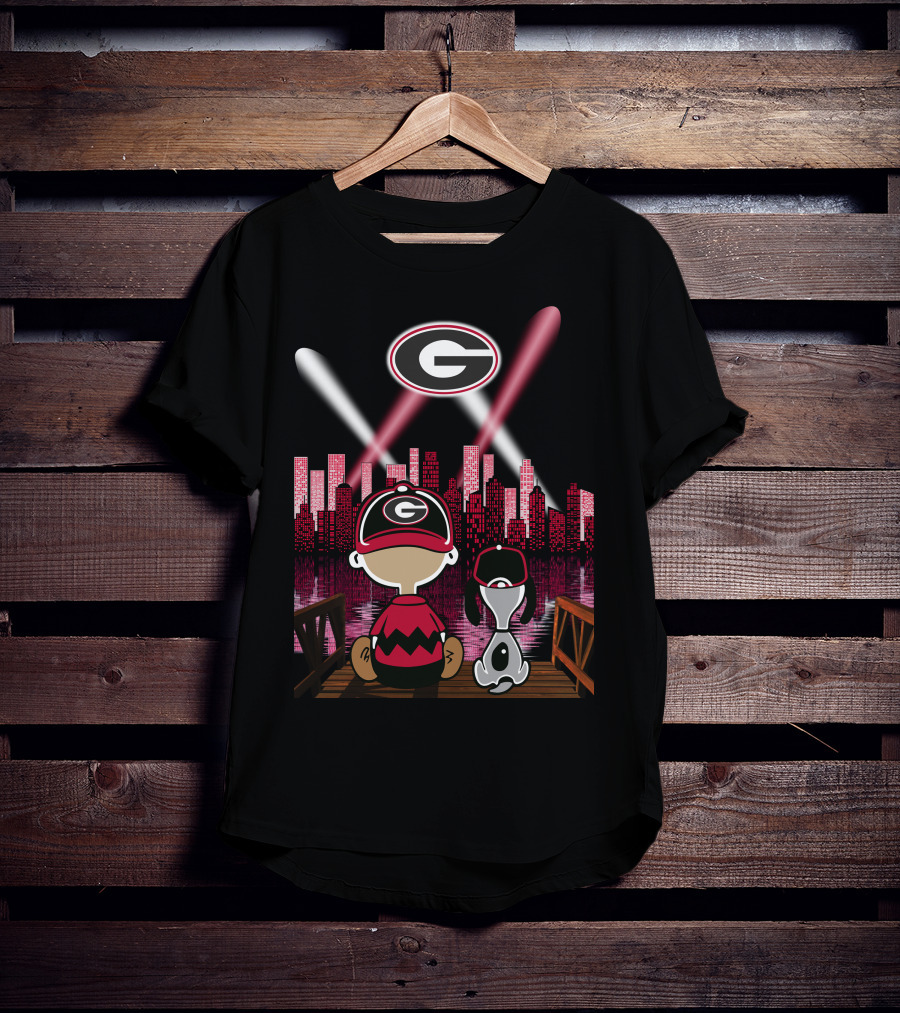 Georgia Bulldogs Cityscape 74 Night Sky Lights T-Shirt