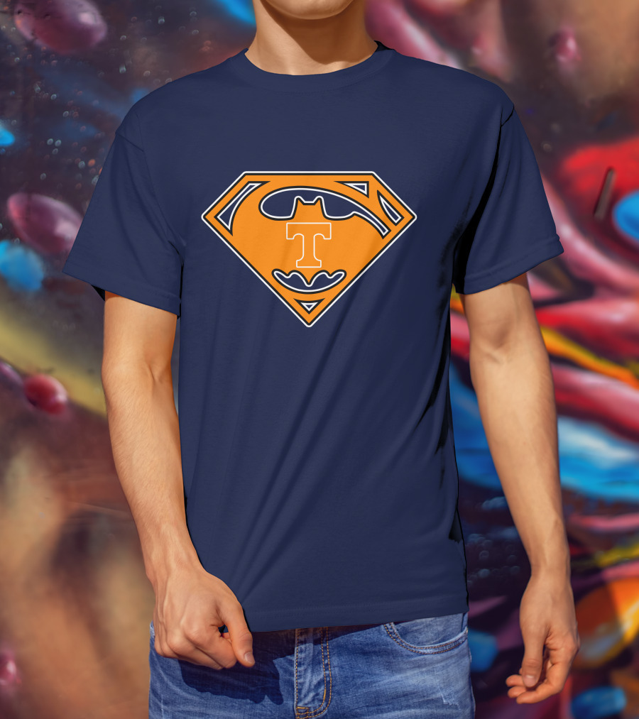 Superman Batman Tennessee Volunteers Logo T-Shirt