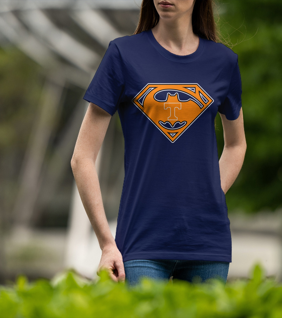 Superman Batman Tennessee Volunteers Logo T-Shirt
