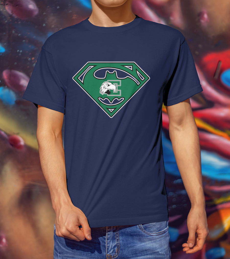 Batman Superman Logo Fusion Eastern Michigan Eagles T-Shirt