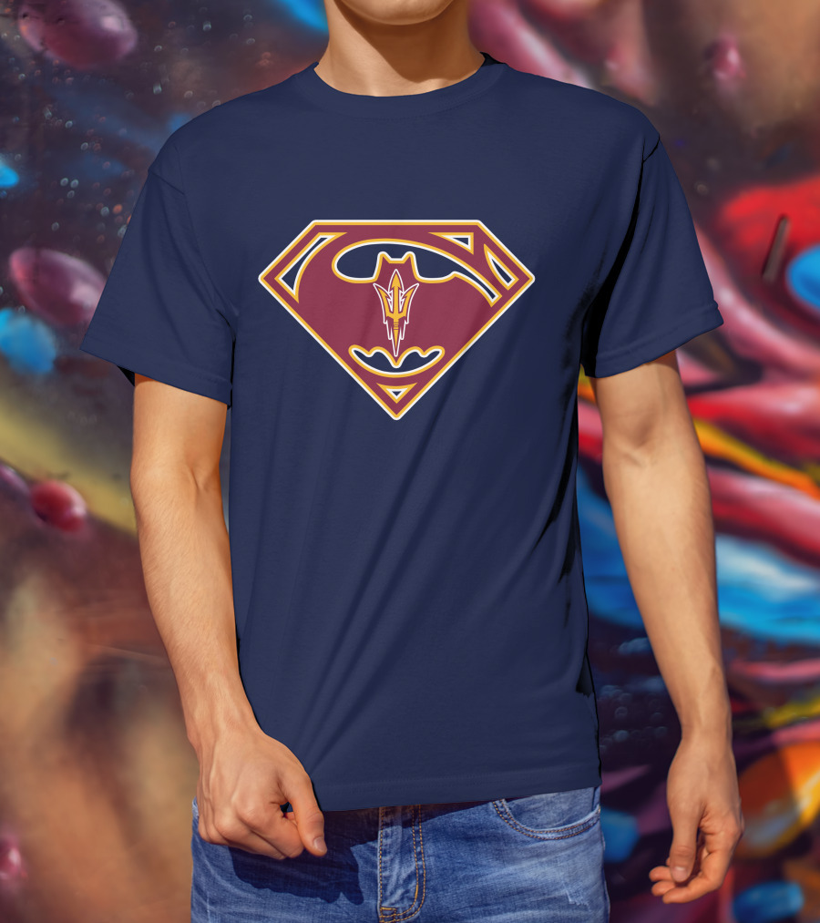 Arizona State Sun Devils Bat-Superman Logo Fusion T-Shirt