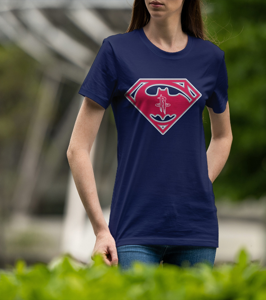 Houston Rockets Batman Superman Logo Mashup T-Shirt