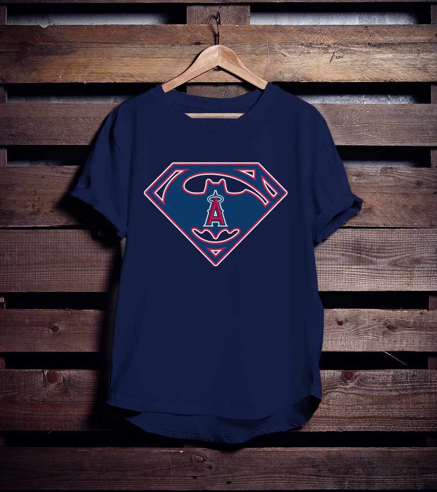 Los Angeles Angels Superman Batman Logo Mashup T-Shirt