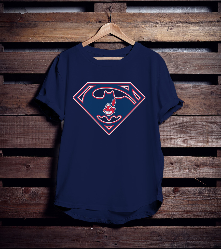 Cleveland Indians Superman Batman Logo Fusion T-Shirt
