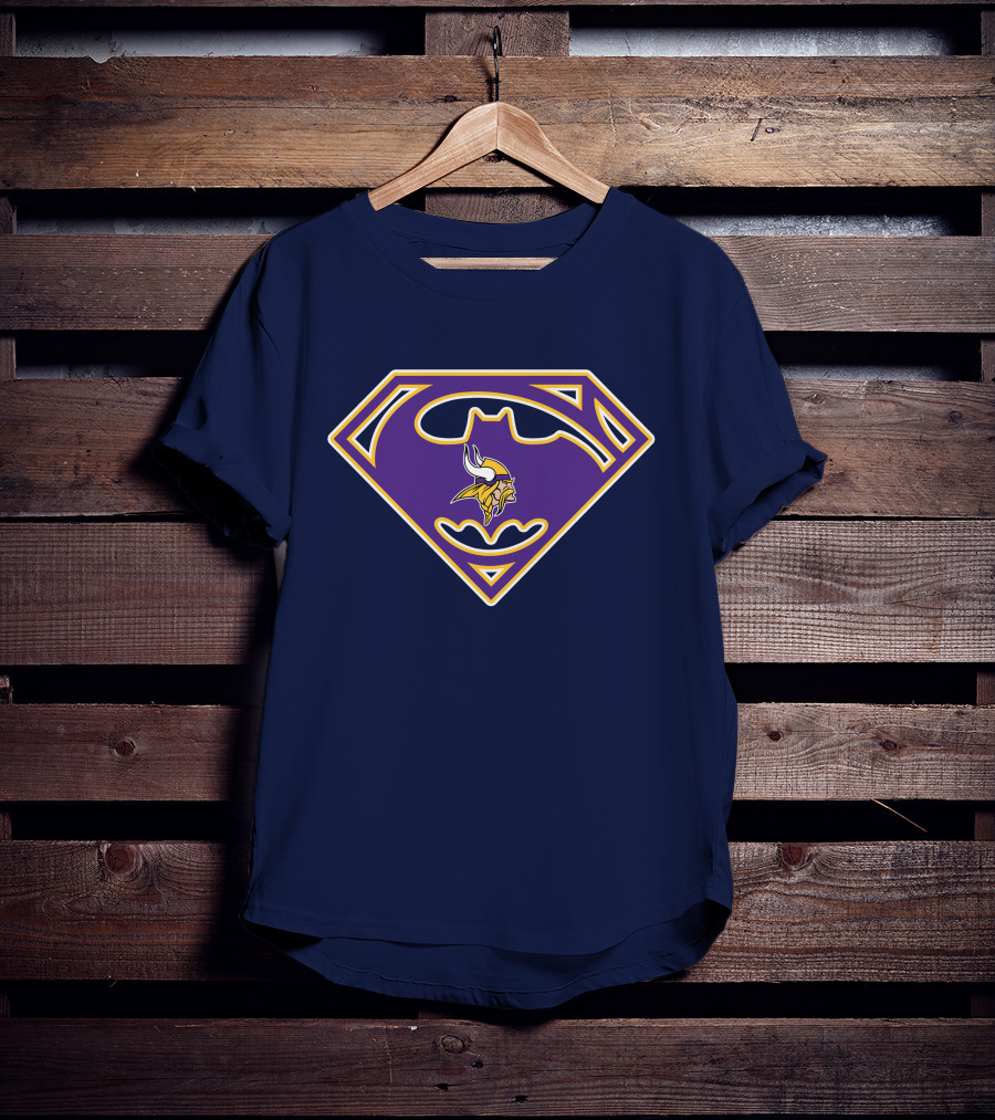 Minnesota Vikings Superman Batman Logo Mashup T-Shirt