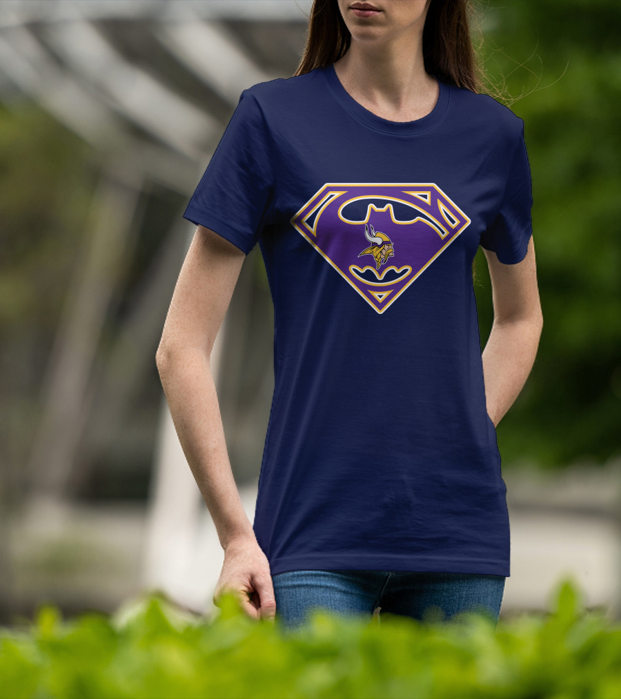 Minnesota Vikings Superman Batman Logo Mashup T-Shirt