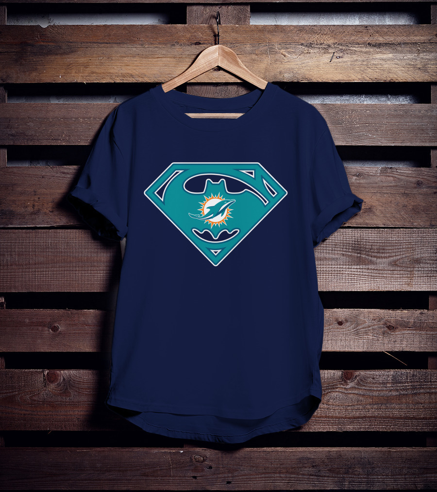 Miami Dolphins Superman Batman Logo Mashup T-Shirt