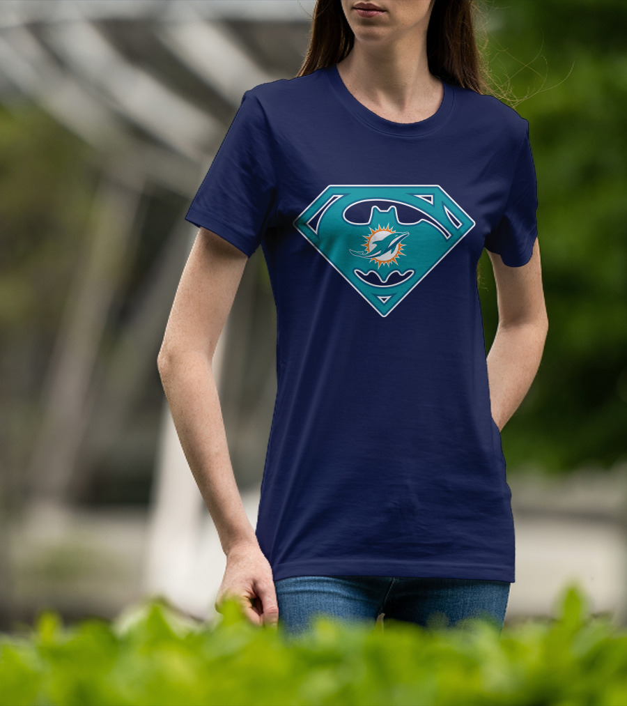 Miami Dolphins Superman Batman Logo Mashup T-Shirt