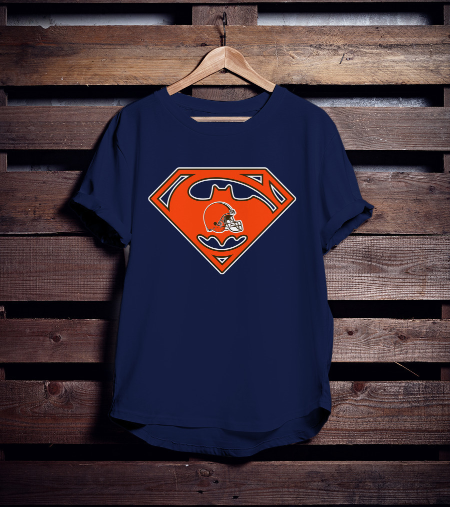 Cleveland Browns Superman Batman Logo Nfl Fan Helmet T-Shirt