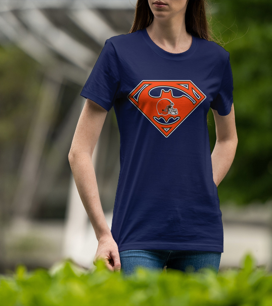 Cleveland Browns Superman Batman Logo Nfl Fan Helmet T-Shirt