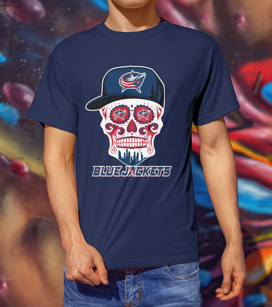 Columbus Blue Jackets Skull Hat Logo Blue Jackets T-Shirt