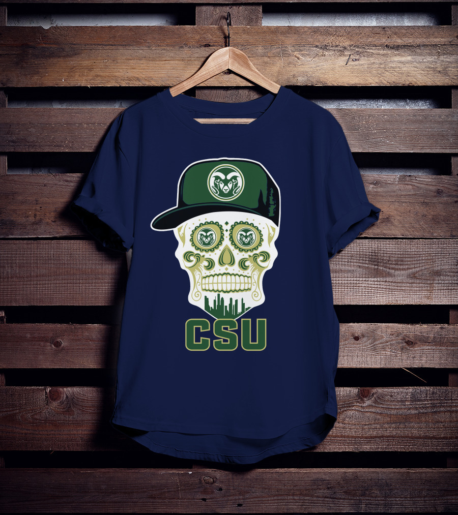 Csu Rams Sugar Skull With Cap T-Shirt