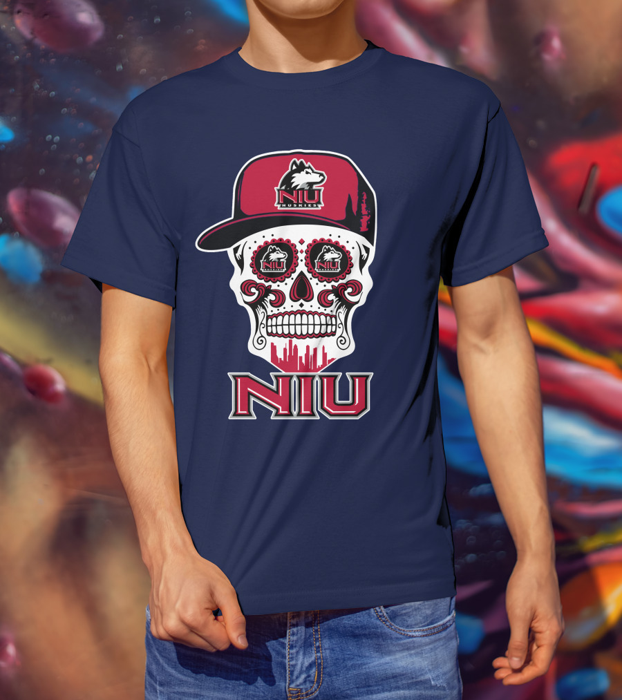 Niu Huskies Sugar Skull T-Shirt