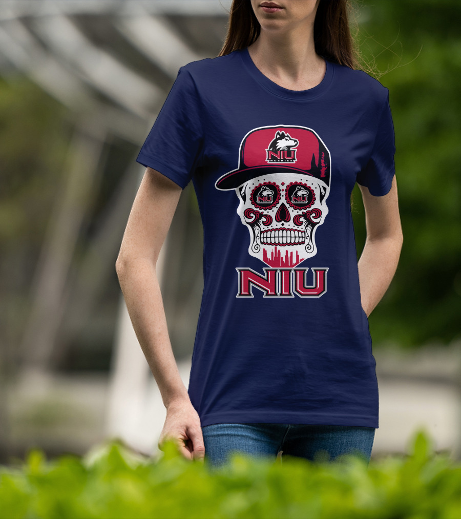 Niu Huskies Sugar Skull T-Shirt