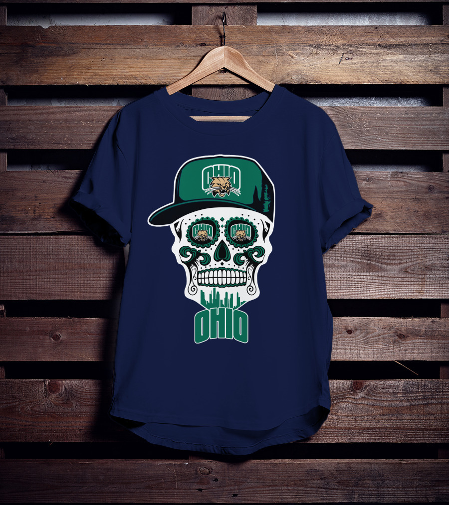 Ohio Bobcats Sugar Skull Urban Cap T-Shirt