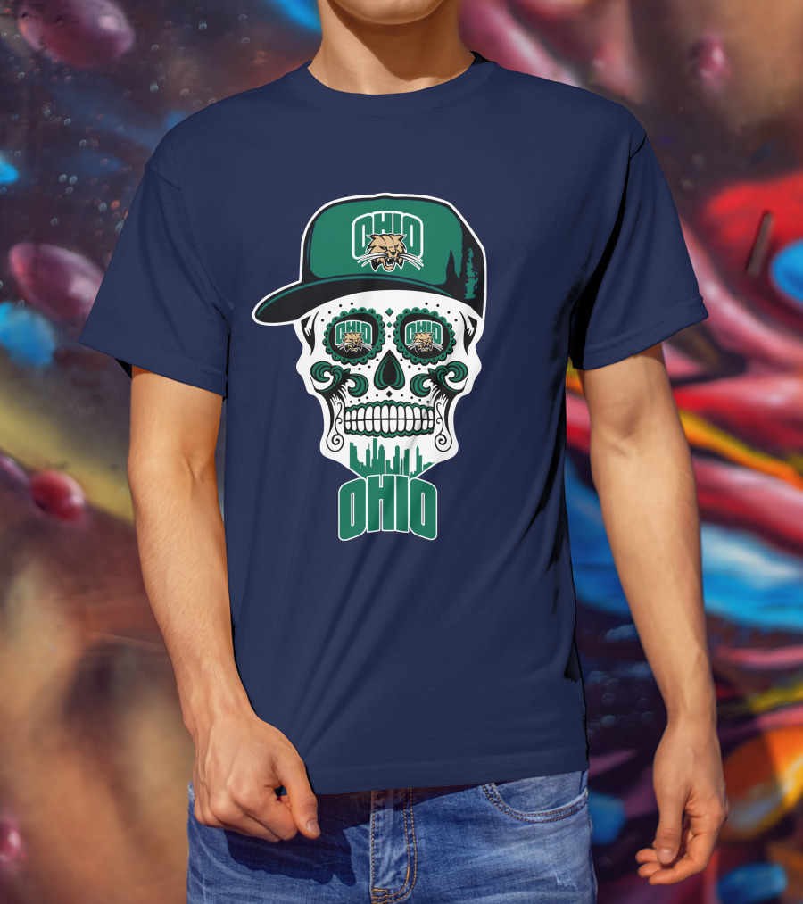 Ohio Bobcats Sugar Skull Urban Cap T-Shirt