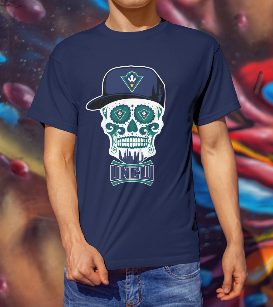 Uncw Seahawks Sugar Skull With Hat T-Shirt