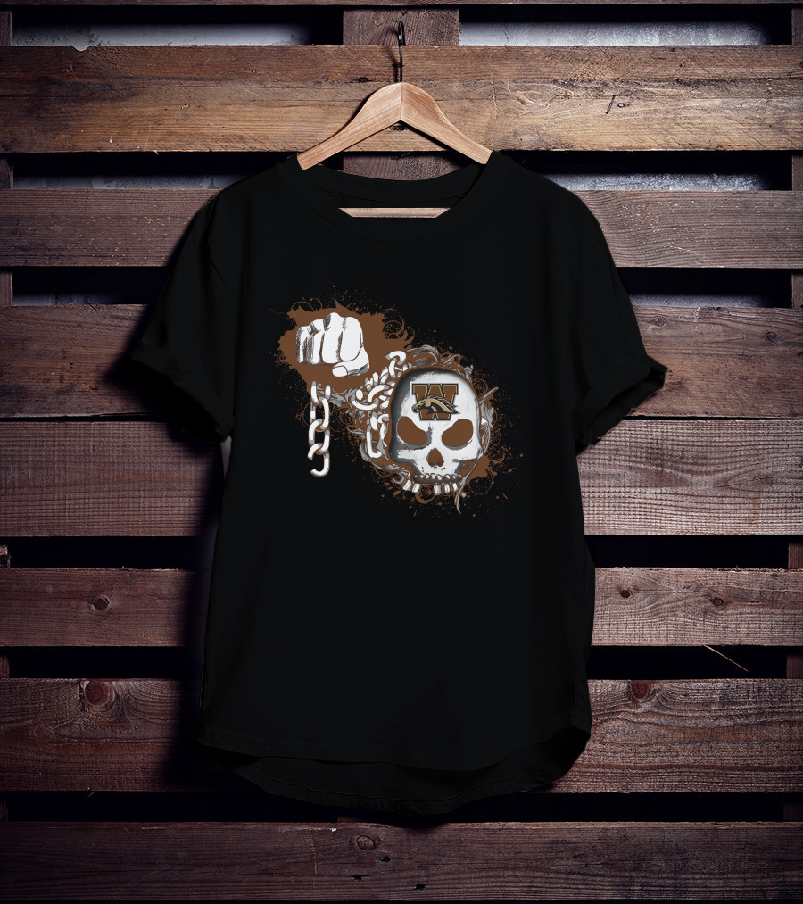 Western Michigan Broncos Skull And Chains Fist T-Shirt