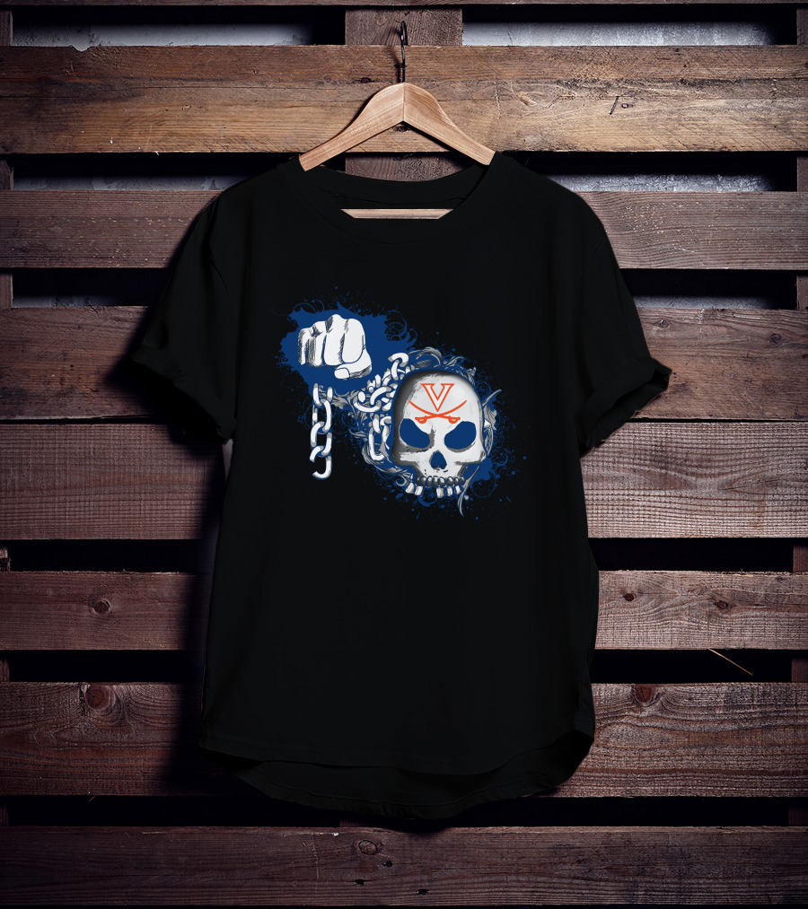 Virginia Cavaliers Skull And Chains Fist T-Shirt