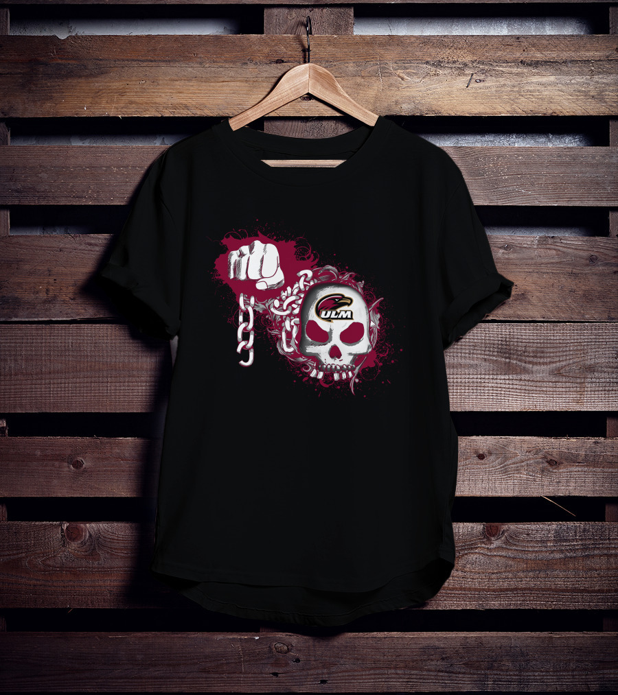 Ul Monroe Warhawks Ulm Skull Chains Fist T-Shirt