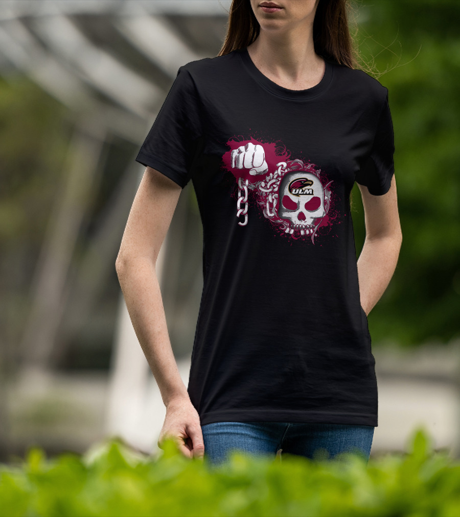 Ul Monroe Warhawks Ulm Skull Chains Fist T-Shirt