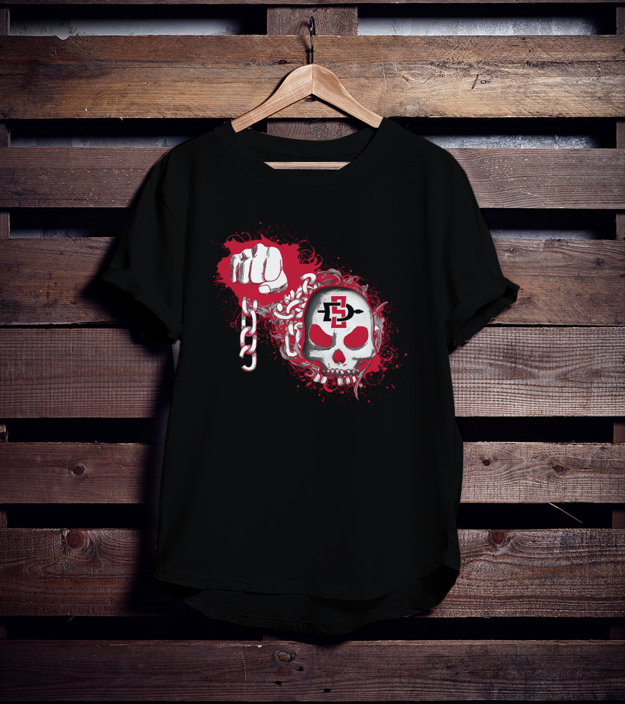 San Diego State Aztecs Skull And Fist With Chains T-Shirt