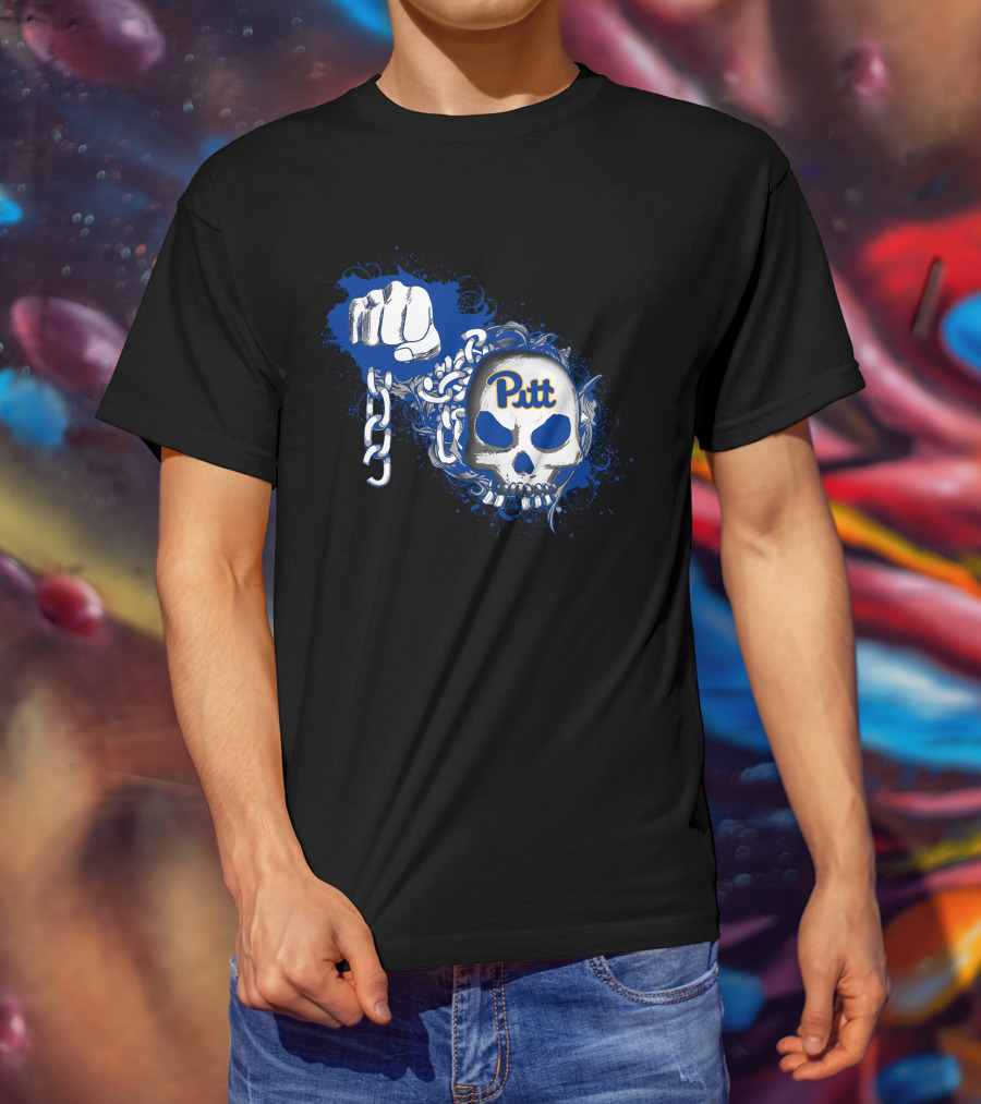 Pitt Panthers Skull And Chain Fist T-Shirt