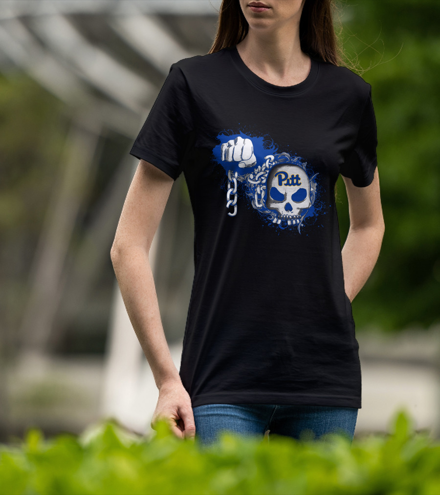 Pitt Panthers Skull And Chain Fist T-Shirt