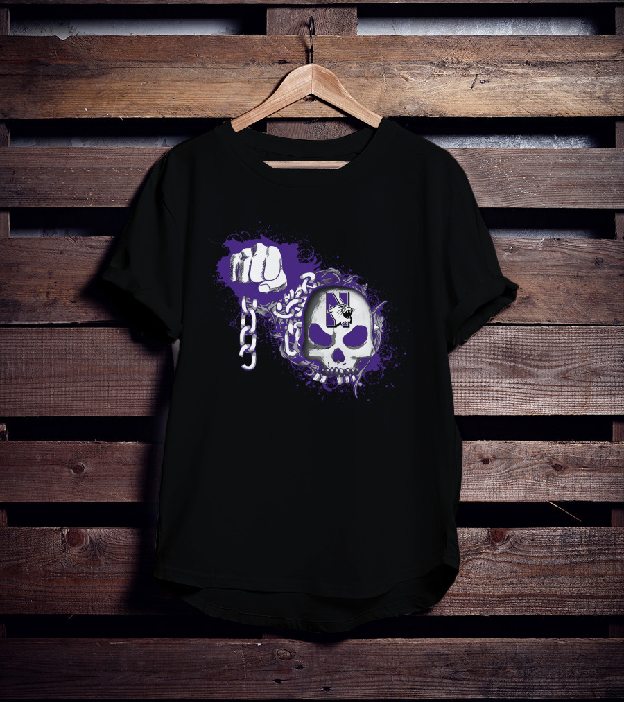 Northwestern Wildcats Skull With Purple Chains T-Shirt