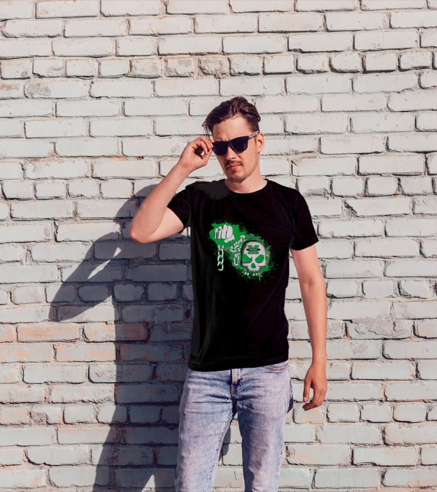 Marshall Thundering Herd Skull And Fist With Chains T-Shirt