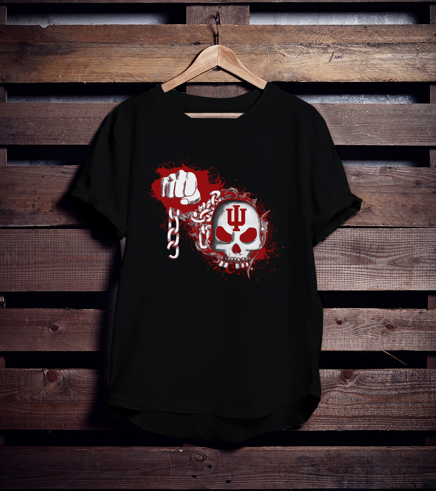Indiana Hoosiers Skull And Chains With Red Iu T-Shirt