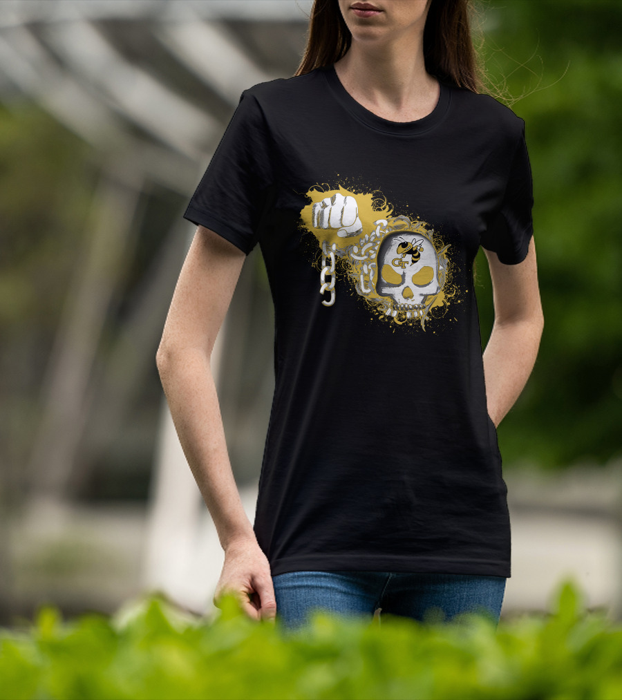 Georgia Tech Yellow Jackets Skull And Fist T-Shirt