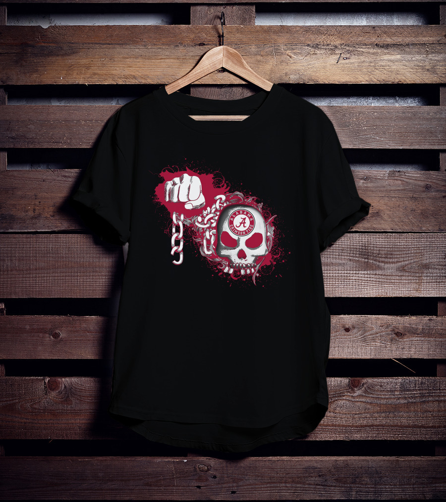 Alabama Crimson Tide Skull And Fist With Chains T-Shirt