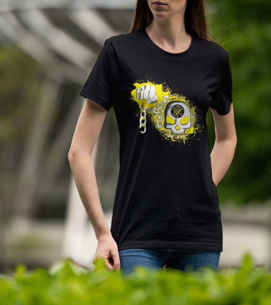 Columbus Crew Sc Skull Fist Chain Yellow Burst T-Shirt