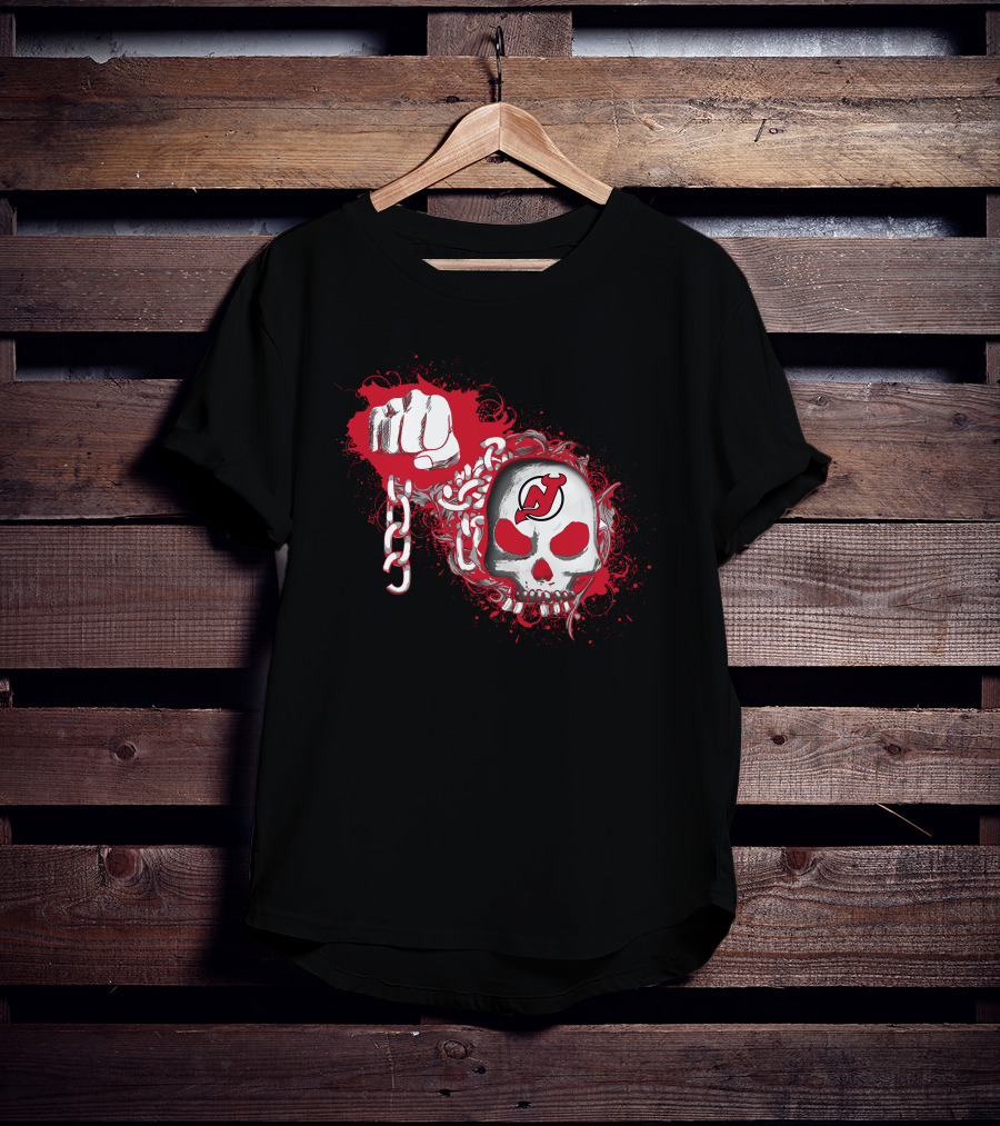 New Jersey Devils Skull And Chain Fist T-Shirt