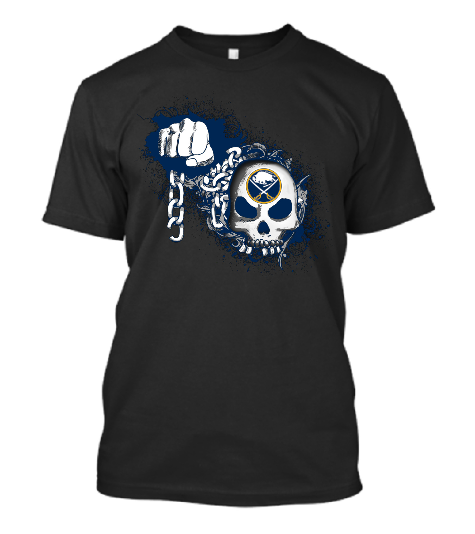 Buffalo Sabres Skull Fist And Chains T-Shirt